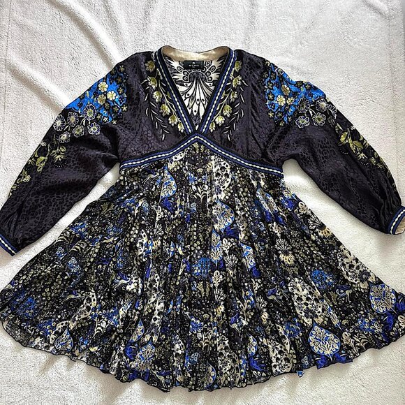 Etro Multicolor 100% Silk Midi Dress - Like New - Picture 1 of 8